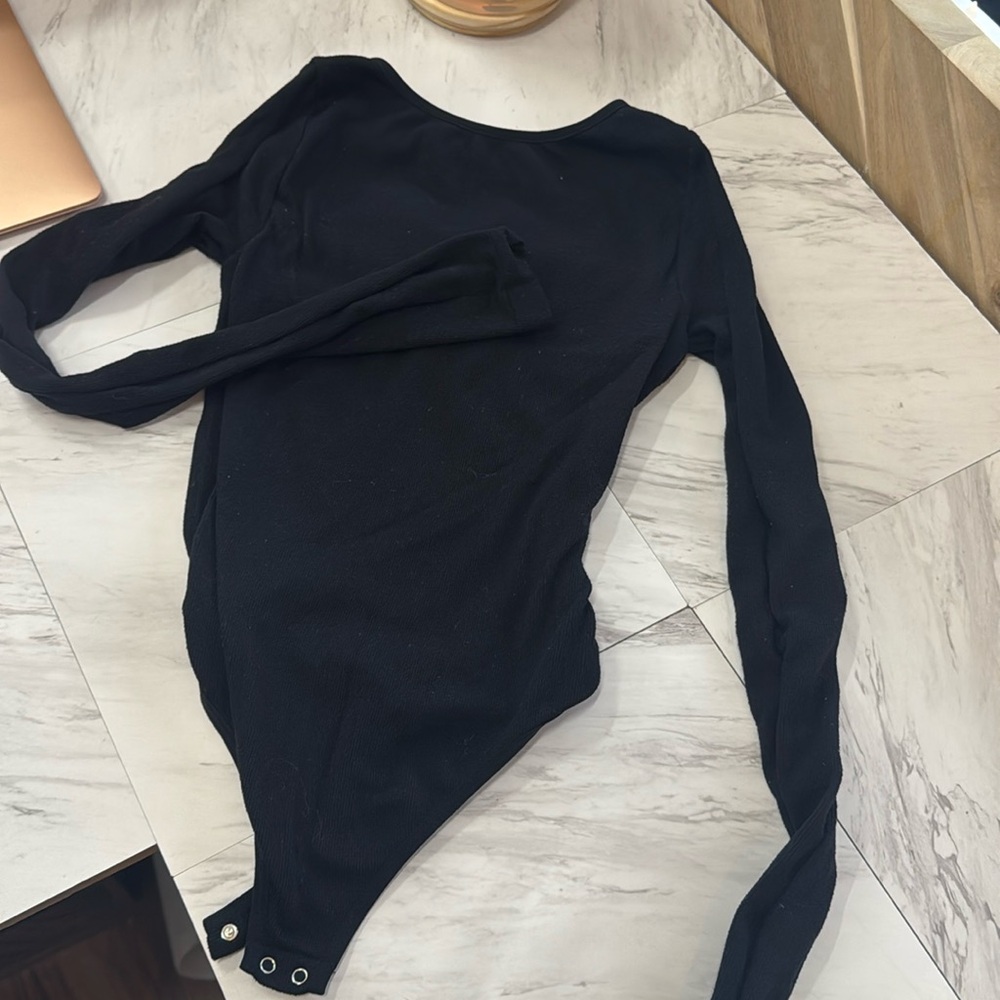 Free people black long sleeve bodysuit
